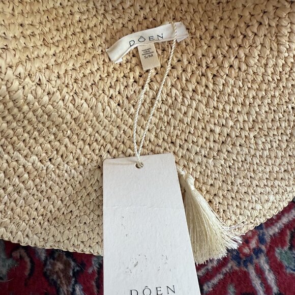 NWT DOEN TAFT NATURAL RAFFIA WOVEN HAT S/M - Picture 7 of 11